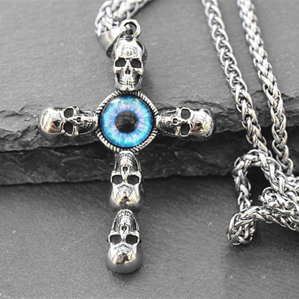 pendant necklaces fine handmade retro punk magic eye skull cross men and women jewelry necklace, Silver
pendant necklaces fine handmade retro punk magic eye skull cross men and women jewelry necklace, Silver
