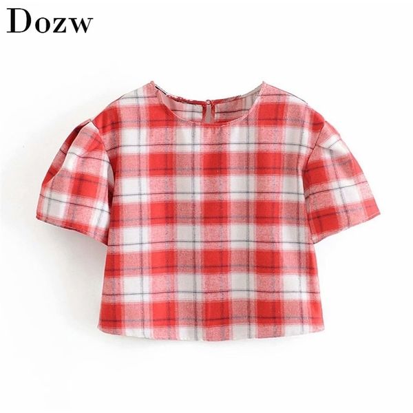 women fashion puff short sleeve plaid blouse o neck hollow out streetwear shirt lady summer stylish chic blusa feminina 210515, White
women fashion puff short sleeve plaid blouse o neck hollow out streetwear shirt lady summer stylish chic blusa feminina 210515, White