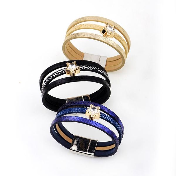 charm bracelets 2021 multi-layer leather for women fashionable magnetic buckle bracelet five-pointed star jewe, Golden;silver
charm bracelets 2021 multi-layer leather for women fashionable magnetic buckle bracelet five-pointed star jewe, Golden;silver