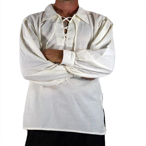 men medieval renaissance long-sleeved shirt retro solid cosplay costume for strapped collar stage clothing men's casual shirts, White;black
men medieval renaissance long-sleeved shirt retro solid cosplay costume for strapped collar stage clothing men's casual shirts, White;black