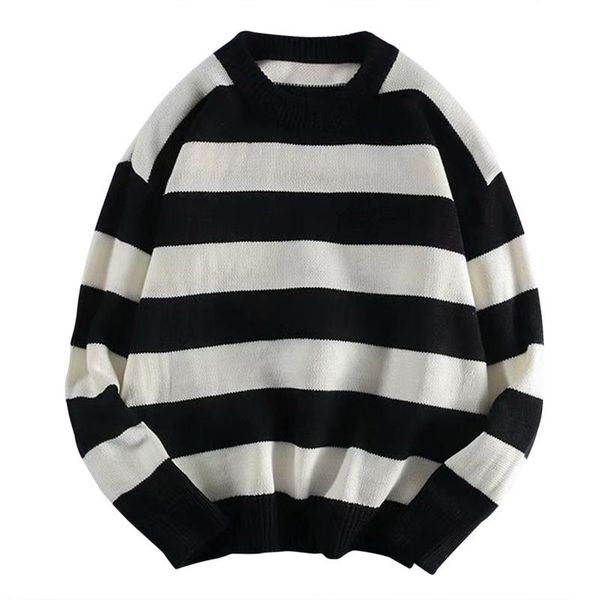 men's sweaters warm knitwear sweater casual stripe rip sleeve harajuku long round neck loose blouse d925#, White;black
men's sweaters warm knitwear sweater casual stripe rip sleeve harajuku long round neck loose blouse d925#, White;black