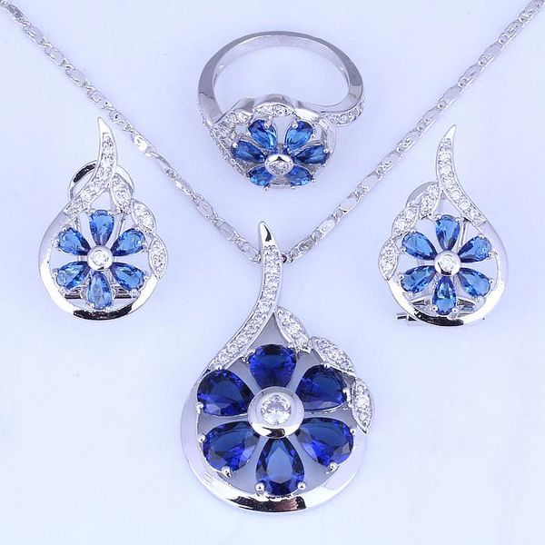 earrings & necklace flower blue crystal cubic zirconia silver color jewelry sets rings size 6 / 7 8 9 10 h0256
earrings & necklace flower blue crystal cubic zirconia silver color jewelry sets rings size 6 / 7 8 9 10 h0256