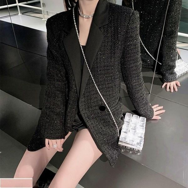 women's jackets business women work double breasted suit coat office ladies tweed jacket black loose fit twill outwear vintage elegant, Black;brown
women's jackets business women work double breasted suit coat office ladies tweed jacket black loose fit twill outwear vintage elegant, Black;brown
