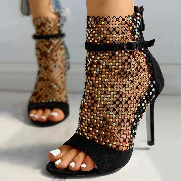 dress shoes women's high heels european and american fashion fish mouth mesh rhinestone heel sandalias de verano para mujer, Black
dress shoes women's high heels european and american fashion fish mouth mesh rhinestone heel sandalias de verano para mujer, Black