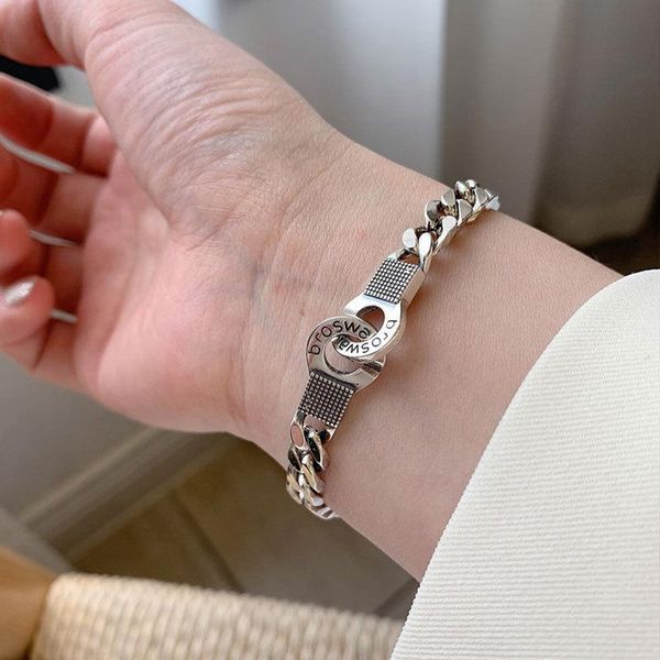 link, chain men/women 925 sterling silver cuban curb link bracelet vintage old handcuffs couple, Black
link, chain men/women 925 sterling silver cuban curb link bracelet vintage old handcuffs couple, Black