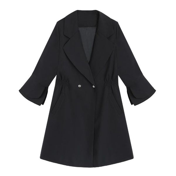 women's trench coats large size wild jacket 2021autumn korean of the self-cultivation trumpet sleeves black elastic waist simple windbr, Tan;black
women's trench coats large size wild jacket 2021autumn korean of the self-cultivation trumpet sleeves black elastic waist simple windbr, Tan;black