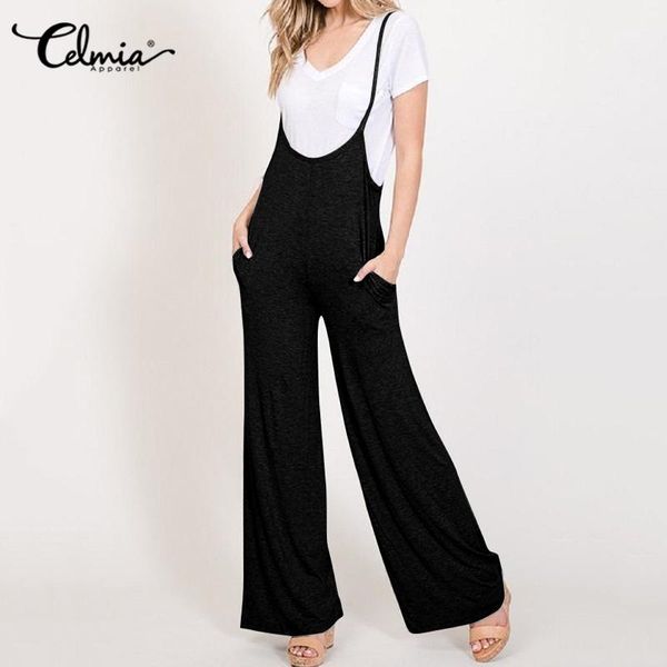 women's jumpsuits & rompers celmia spaghetti straps womens 2021 summer knitted sling casual solid long wide leg pants body femme 7, Black;white
women's jumpsuits & rompers celmia spaghetti straps womens 2021 summer knitted sling casual solid long wide leg pants body femme 7, Black;white