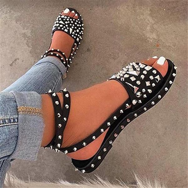 women open toe buckle casual rivet sandals, Black
women open toe buckle casual rivet sandals, Black