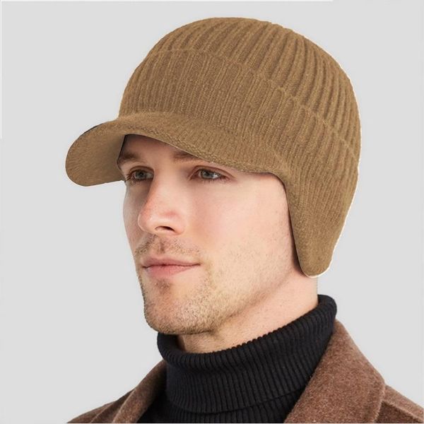 berets winter men's hat thick windproof sun visor outdoor riding warm ear protection knitted male baseball cap, Blue;gray
berets winter men's hat thick windproof sun visor outdoor riding warm ear protection knitted male baseball cap, Blue;gray