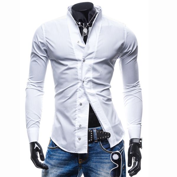 men's casual shirts fashion spring autumn solid stand-up collar slim fit mens clothing wedding tuxedo c6nw, White;black
men's casual shirts fashion spring autumn solid stand-up collar slim fit mens clothing wedding tuxedo c6nw, White;black