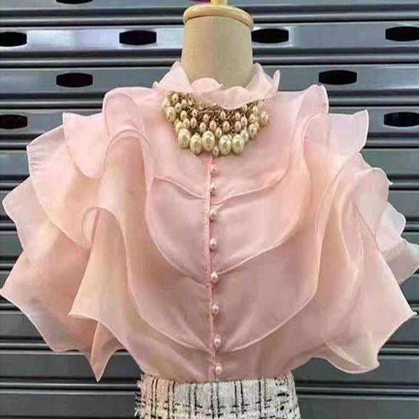 women's blouses & shirts ruffles patchwork chiffon women summer design 2021 soid elegant slim office lady outwear, White
women's blouses & shirts ruffles patchwork chiffon women summer design 2021 soid elegant slim office lady outwear, White
