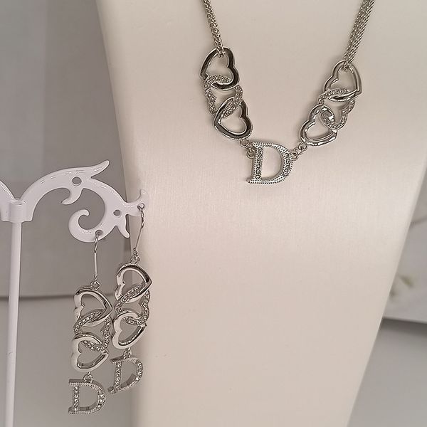 design jewelry new medieval exquisite inlaid double-layer chain love letter women's necklace fashion girl earrings, Silver
design jewelry new medieval exquisite inlaid double-layer chain love letter women's necklace fashion girl earrings, Silver