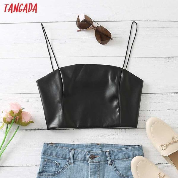 tangada women pu leather bralette camis crop spaghetti strap short shirts female casual solid am16 210609, White
tangada women pu leather bralette camis crop spaghetti strap short shirts female casual solid am16 210609, White