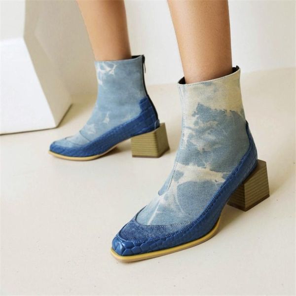 boots pxelena patchwork 2021 large size 34-48 women denim blue ankle lady square high heels shoes fashion back zip office ol, Black
boots pxelena patchwork 2021 large size 34-48 women denim blue ankle lady square high heels shoes fashion back zip office ol, Black