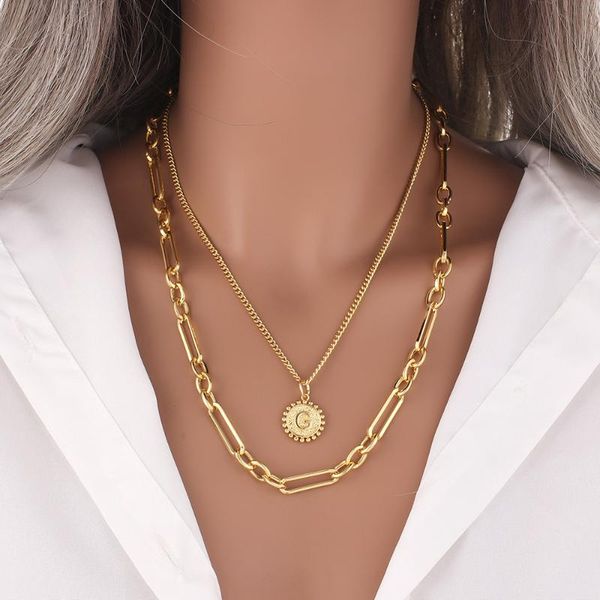 pendant necklaces 2021 double-layer necklace for women gold sweater chain hiphop trend initial 26 letter round punk jewelry, Silver
pendant necklaces 2021 double-layer necklace for women gold sweater chain hiphop trend initial 26 letter round punk jewelry, Silver