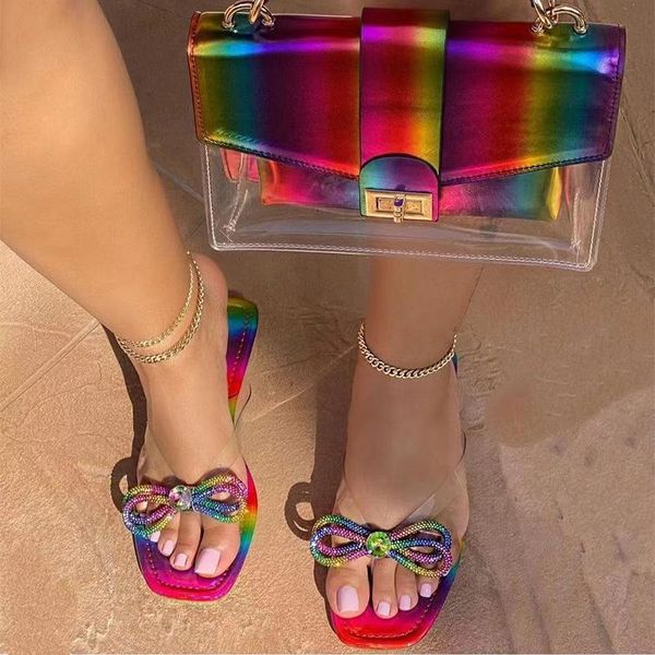 slippers women crystal bowtie 2021 woman square toe flats summer female transparent rainbow color ladies beach slide plus size, Black
slippers women crystal bowtie 2021 woman square toe flats summer female transparent rainbow color ladies beach slide plus size, Black