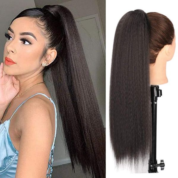 synthetic wigs 22 inch drawstring ponytail hair clip afro kinky straight hairpieces with elastic band comb, Black
synthetic wigs 22 inch drawstring ponytail hair clip afro kinky straight hairpieces with elastic band comb, Black