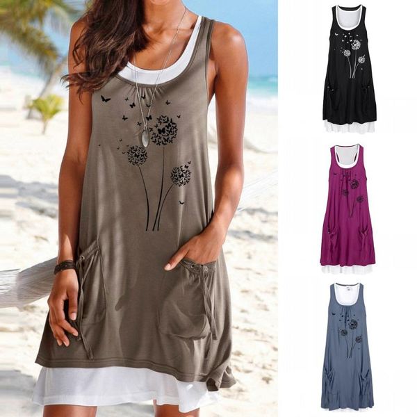 casual dresses women dandelion flower print dress o-neck two-piece suit sleeveless short with pockets summer tank beach, Black;gray
casual dresses women dandelion flower print dress o-neck two-piece suit sleeveless short with pockets summer tank beach, Black;gray