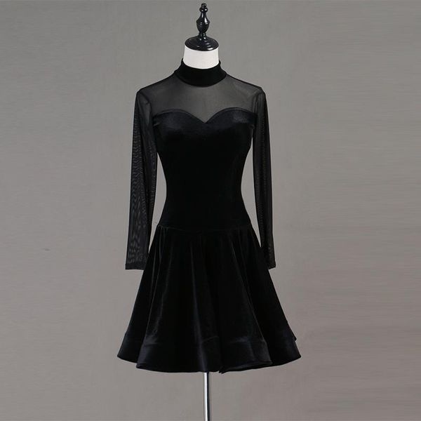 long sleeve black latin competition dance skirt women 2021 professional samba dancing wear lady's rumba dress stage, Black;red
long sleeve black latin competition dance skirt women 2021 professional samba dancing wear lady's rumba dress stage, Black;red