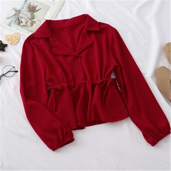 women's blouses & shirts korean casual chiffon womens short style fit solid ladies long sleeve turn-down collar blusas mujer, White
women's blouses & shirts korean casual chiffon womens short style fit solid ladies long sleeve turn-down collar blusas mujer, White