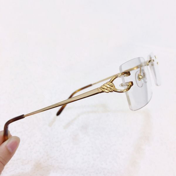 rectangle gold transparent rimless eyeglasses frame double c optical glasses frames men eyewear fashion sunglasses frames with box, Black
rectangle gold transparent rimless eyeglasses frame double c optical glasses frames men eyewear fashion sunglasses frames with box, Black