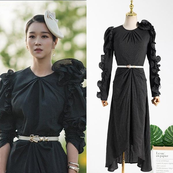 kpop seo yea ji autumn party temperament elegant high waist dress women streetwear fashion wave point long sleeved dresses casual, Black;gray
kpop seo yea ji autumn party temperament elegant high waist dress women streetwear fashion wave point long sleeved dresses casual, Black;gray