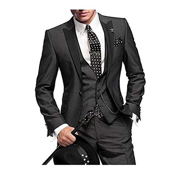 men's suits & blazers 3 pieces black tailored collar one button male suit business boutique slim for wedding blazer pants vest 2021, White;black
men's suits & blazers 3 pieces black tailored collar one button male suit business boutique slim for wedding blazer pants vest 2021, White;black