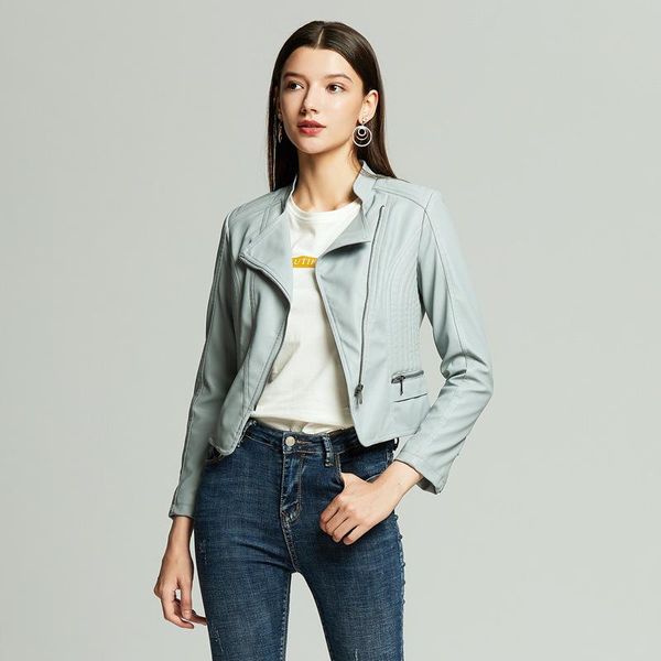 women's jackets 2021 autumn pu faux leather jacket women zipper slim short biker ladys loose female outwear motorcycle coat, Black;brown
women's jackets 2021 autumn pu faux leather jacket women zipper slim short biker ladys loose female outwear motorcycle coat, Black;brown