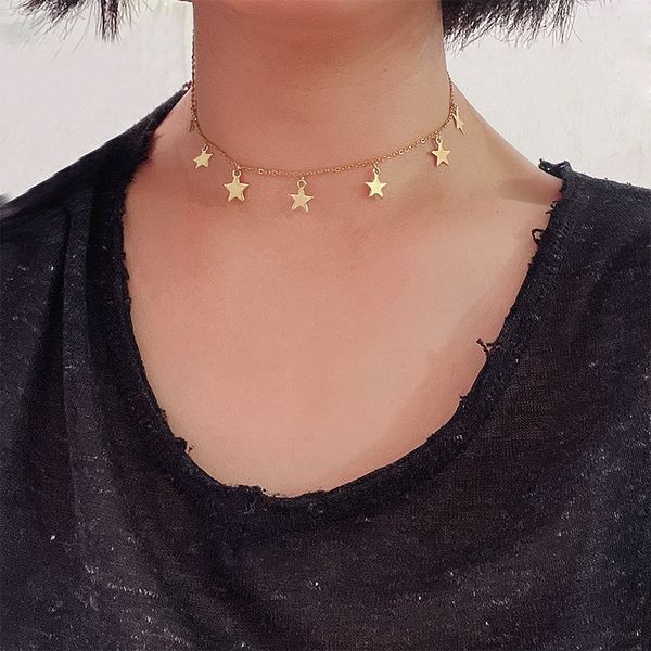 bohemian style small star butterfly charm choker stainless steel necklace, Golden;silver
bohemian style small star butterfly charm choker stainless steel necklace, Golden;silver