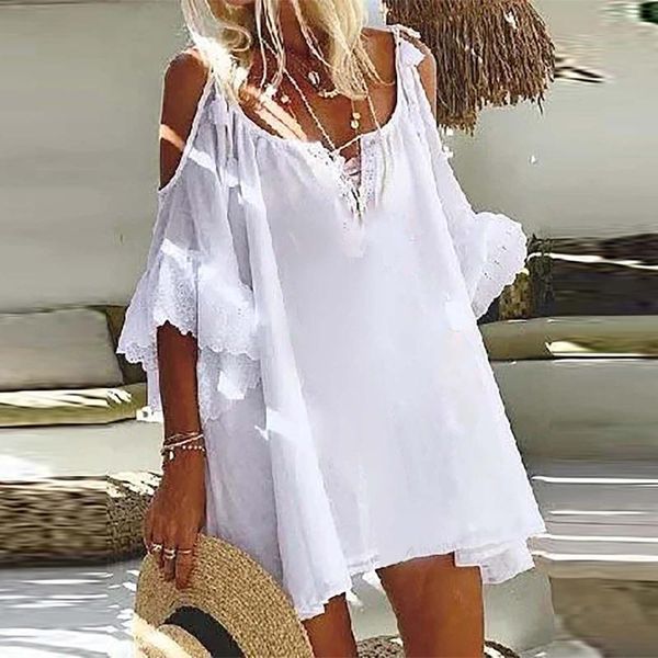 women's blouses & shirts plus size summer fashion lace up blouse ladies loose female women half sleeve shirt blusas femininas pullo, White
women's blouses & shirts plus size summer fashion lace up blouse ladies loose female women half sleeve shirt blusas femininas pullo, White