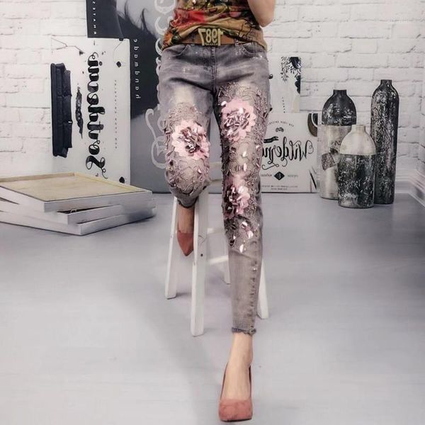 women's jeans spring european flower beads stretch skinny 9 women gloral retro denim pants pencil trousers femme, Blue
women's jeans spring european flower beads stretch skinny 9 women gloral retro denim pants pencil trousers femme, Blue