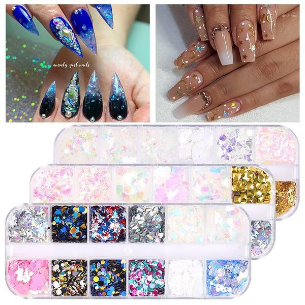 grids/set mixed size nail glitter flakes 3d sequins paillette powder charm art decoration tools1, Silver;gold
grids/set mixed size nail glitter flakes 3d sequins paillette powder charm art decoration tools1, Silver;gold