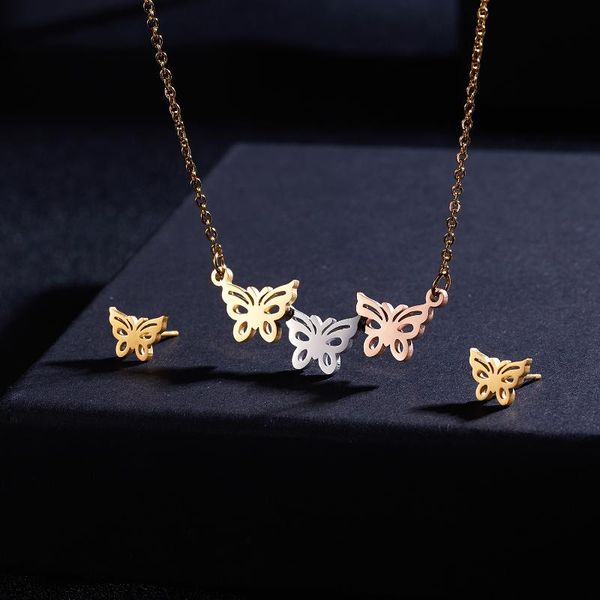 earrings & necklace classic 3 colors stainless steel sets gold chain jewelry love round snowflake butterfly pendants party gift, Silver
earrings & necklace classic 3 colors stainless steel sets gold chain jewelry love round snowflake butterfly pendants party gift, Silver