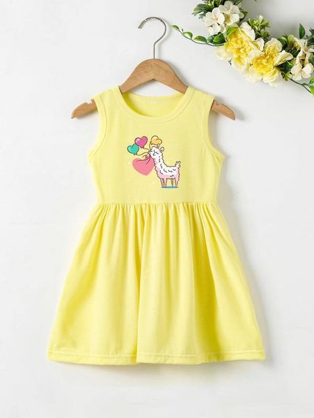 toddler girls cartoon graphic dress she01, Red;yellow