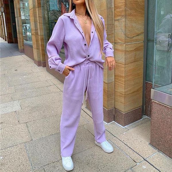 women's two piece pants high fashion classic suit 2021 office shirt wide leg and blouses autumn girl pink single-breasted trousers, White
women's two piece pants high fashion classic suit 2021 office shirt wide leg and blouses autumn girl pink single-breasted trousers, White