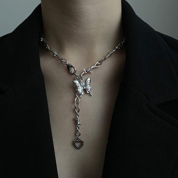 pendant necklaces minar hiphop metallic butterfly love heart chokers necklace for women ladies cool charm chunky chain party jewelry, Silver
pendant necklaces minar hiphop metallic butterfly love heart chokers necklace for women ladies cool charm chunky chain party jewelry, Silver
