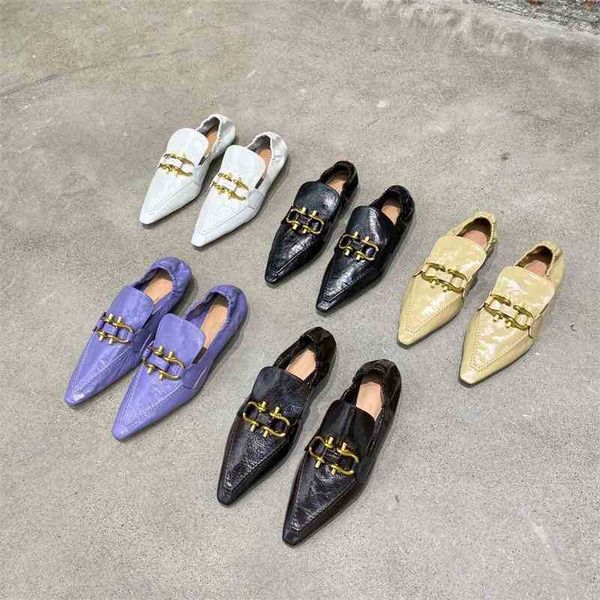 b family 2021 spring new leather metal button purple pointed low heel flat shoes grandma single work zlh, Black
b family 2021 spring new leather metal button purple pointed low heel flat shoes grandma single work zlh, Black