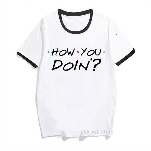 letters how you doin tee men t shirts and women femme friends tv show film ladies summer novelty tees, White;black
letters how you doin tee men t shirts and women femme friends tv show film ladies summer novelty tees, White;black