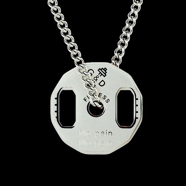 pendant necklaces barbell necklace men stainless steel fitness gold sports male accessories chain punk jewelry, Silver
pendant necklaces barbell necklace men stainless steel fitness gold sports male accessories chain punk jewelry, Silver