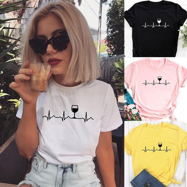 wine heartbeat print t shirt women short sleeve round neck summer female funny tee camisas mujer graphic tees, White
wine heartbeat print t shirt women short sleeve round neck summer female funny tee camisas mujer graphic tees, White