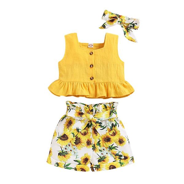 summer kids baby clothes child girl outfits solid sleeveless +sun flower pattern shorts sets clothing, White
summer kids baby clothes child girl outfits solid sleeveless +sun flower pattern shorts sets clothing, White