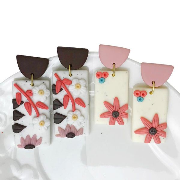 polymer clay earrings for women handmade with textured floral design dangle modern jewelry cute fashion accessories & chandelier, Silver
polymer clay earrings for women handmade with textured floral design dangle modern jewelry cute fashion accessories & chandelier, Silver