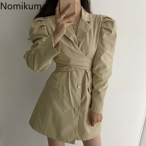 nomikuma elegant notched collar women dress korean cross bandage slim waist vestidos femme new puff sleeve dresses 6f202 210427, Black;gray
nomikuma elegant notched collar women dress korean cross bandage slim waist vestidos femme new puff sleeve dresses 6f202 210427, Black;gray