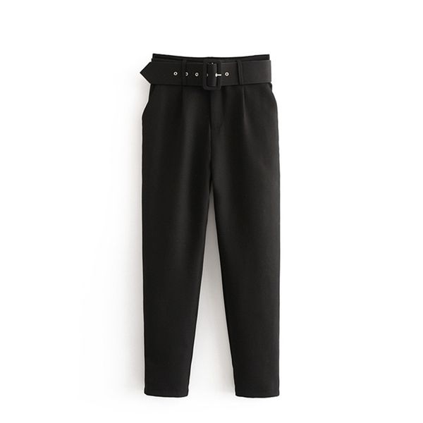 black suit pants woman high waist sashes pockets office fashion autumn middle aged women bottoms 210607, Black;white
black suit pants woman high waist sashes pockets office fashion autumn middle aged women bottoms 210607, Black;white