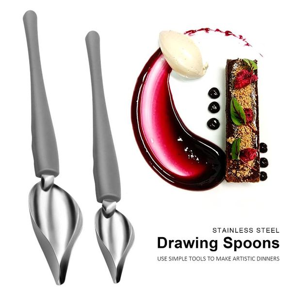 spoons 2pcs dessert cake drawing spoon decoration accessories draw tools stainless steel sauce painting baking tool kitchen
spoons 2pcs dessert cake drawing spoon decoration accessories draw tools stainless steel sauce painting baking tool kitchen