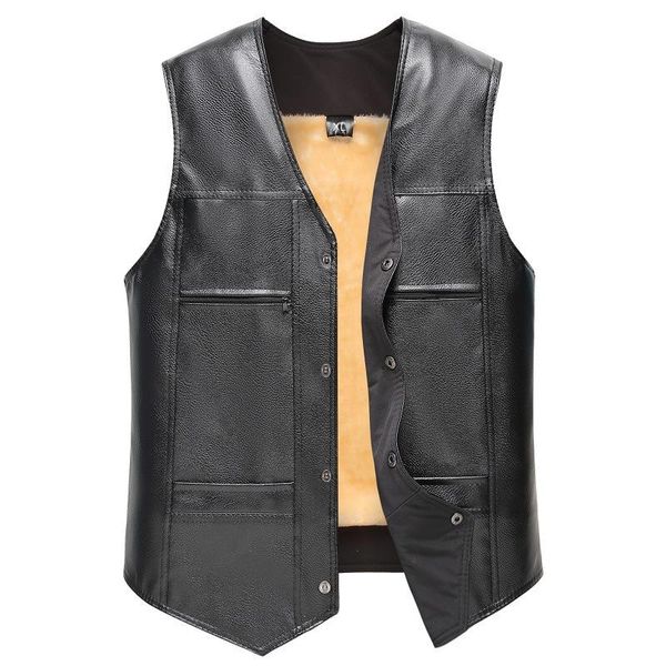 men's vests arrival black men pu leather fleece vest large size autumn winter middle-aged fashion loaded coat, Black;white
men's vests arrival black men pu leather fleece vest large size autumn winter middle-aged fashion loaded coat, Black;white