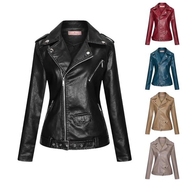 women's leather & faux women clothes spring and autumn arrivals slim fashion y2k jacket zipper suit collar biker coat, Black
women's leather & faux women clothes spring and autumn arrivals slim fashion y2k jacket zipper suit collar biker coat, Black