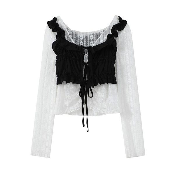 women's blouses & shirts vintage women leopard pleated mini skirts hollow out mesh blouse lace up draped vest harajuku girl streetwear, White
women's blouses & shirts vintage women leopard pleated mini skirts hollow out mesh blouse lace up draped vest harajuku girl streetwear, White