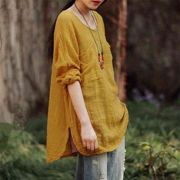 summer arts style women long sleeve loose tee shirt big size femme cotton linen mori girl vintage tshirt s279 210512, White
summer arts style women long sleeve loose tee shirt big size femme cotton linen mori girl vintage tshirt s279 210512, White