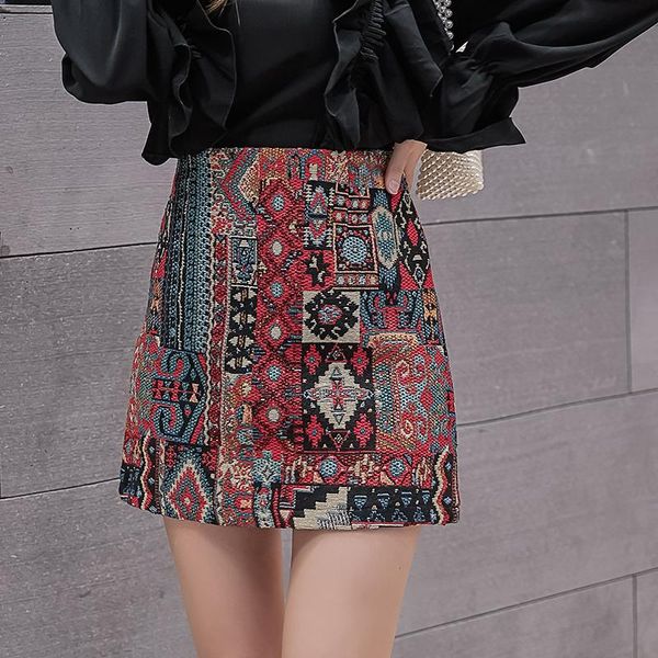 real s retro versatile ethnic style a-line skirt korean embroidery short skirts, Black
real s retro versatile ethnic style a-line skirt korean embroidery short skirts, Black